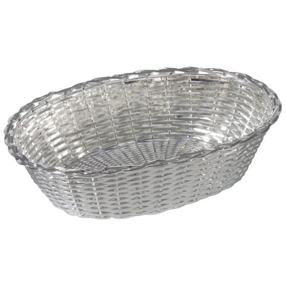 Koszyk z posrebrzanego stopu cynku do pieczywa, owalny 255x165x50 mm | CONTACTO, Silver Line