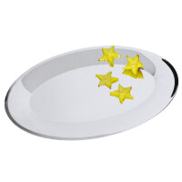 Taca bufetowa wykonana ze stali nierdzewnej, obrzeża z koralików, owal 420x285x25 mm  | CONTACTO, 6901/420