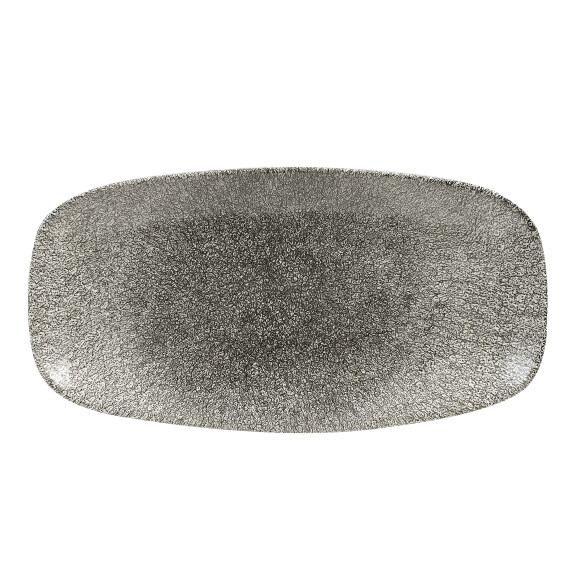 Porcelanowy talerz prostokątny 35,5 x 18,9 cm | CHURCHILL, Raku Quartz Black