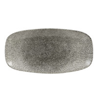 Porcelanowy talerz prostokątny 26,9 x 12,7 cm | CHURCHILL, Raku Quartz Black