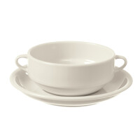 Bulionówka z uchwytami z kremowej porcelany, 0,38 l | FINE DINE, Crema