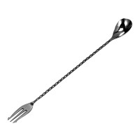 Łyżka barmańska z widelcem - czarna o długości 30 cm | BAREQ, Bar Profesional