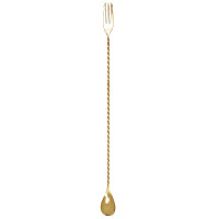 Łyżka barmańska z widelcem – złota o długości 30 cm | BAREQ, Bar Profesional
