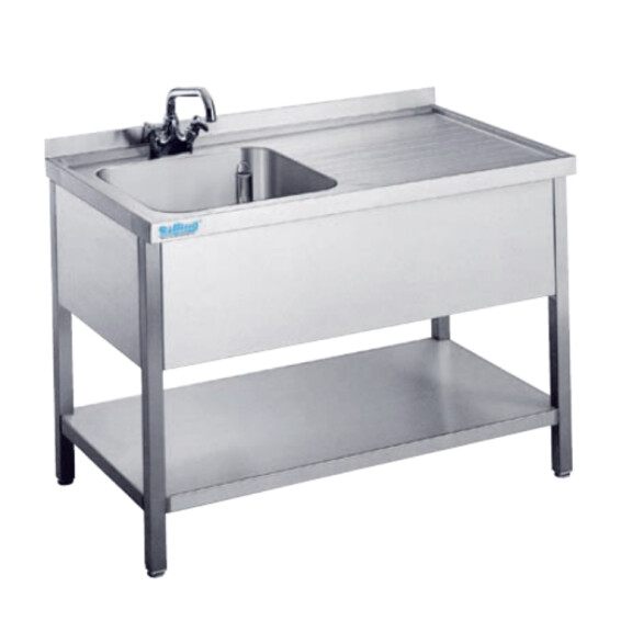 Blat ze zlewem jednokomorowym po prawej stronie 1200x600x900 mm | RILLING, ASA 0612C 1R00
