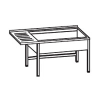 Stół ze zlewem dwukomorowym z lewej strony 1500x600x900 mm, przedłużonym ociekaczem i podstawą | RILLING, AST C615C 2LTO