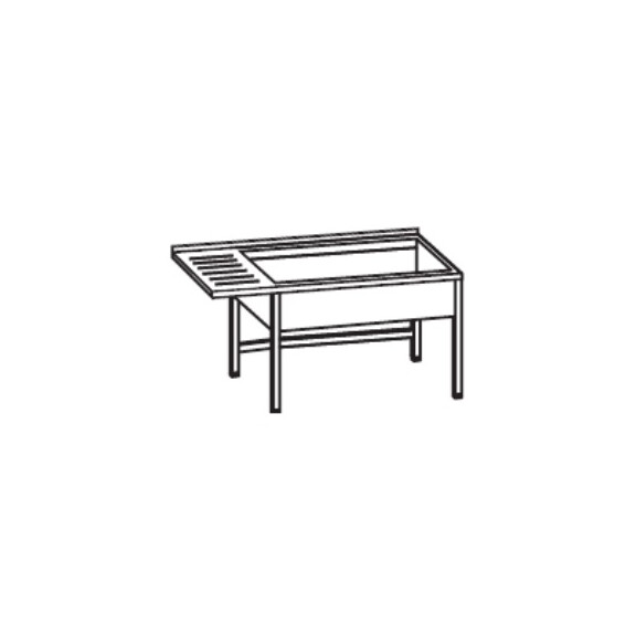 Stół ze zlewem dwukomorowym z prawej strony 1800x600x900 mm, przedłużonym ociekaczem i podstawą | RILLING, AST C618C 2RTO