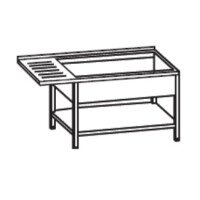 Stół ze zlewem dwukomorowym z lewej strony 1800x600x900 mm, przedłużonym ociekaczem i półką | RILLING, AST C618C 2LTZ