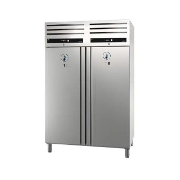 Szafa dwutemperaturowa chłodniczo-mroźnicza 1400 l GN 2/1, 2 x drzwi duże, 1318x842x2040 mm, Green Line | ASBER, GCPNZ-1402/2