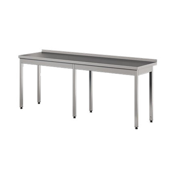 Stół przyścienny ze stali nierdzewnej, nogi bez wzmocnień 2300x600x850 mm | ASBER, WT-236-PL