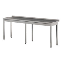Stół przyścienny ze stali nierdzewnej, nogi bez wzmocnień 2800x700x850 mm | ASBER, WT-287-PL