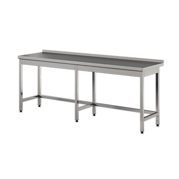 Stół przyścienny ze stali nierdzewnej, nogi wzmocnione 2600x600x850 mm | ASBER, WT-266-PL-B