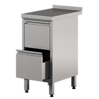 Stół przyścienny ze stali nierdzewnej z 2 szufladami  400x600x850 mm | ASBER, WM-46-PL-2DR