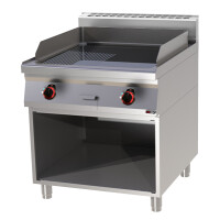 Chromowana płyta grillowa elektryczna – gładka/ryflowana, 800x900x900 mm, 12 kW | REDFOX, FTHRC 90/80 E