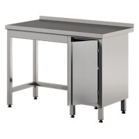 Stół przyścienny ze stali nierdzewnej z szafką, drzwi skrzydłowe 2100x700x850 mm | ASBER, WT-217-PL-HD
