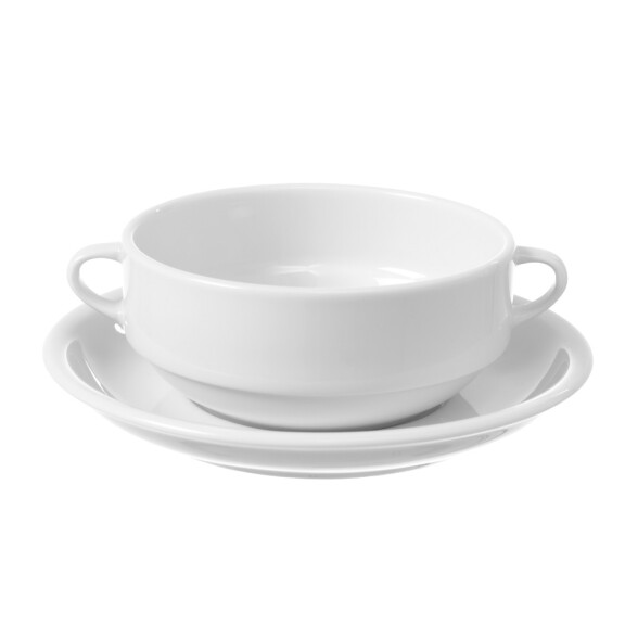 Bulionówka z uchwytami z białej porcelany 0,38 l | FINEDINE, Bianco