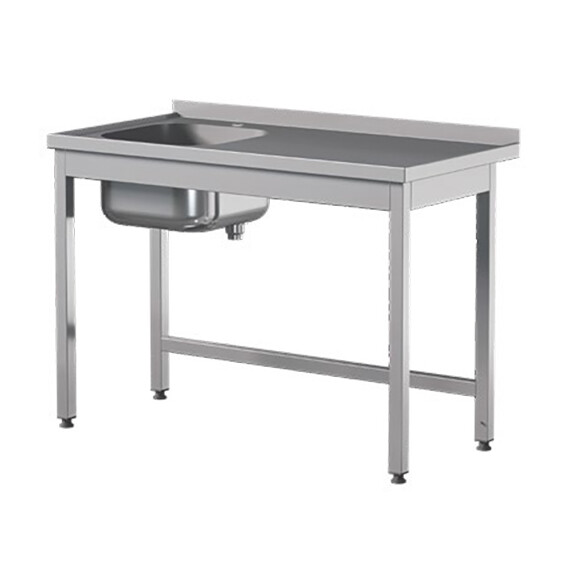 Stół przyścienny ze stali nierdzewnej ze zlewem 1100x700x850 mm | ASBER, STW-117/1-PL-L-B