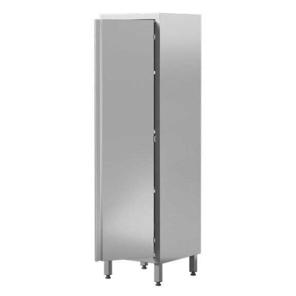 Szafa magazynowa ze stali nierdzewnej z drzwiami skrzydłowymi, półka i haczyki lub wieszaki, 400x600x1800 mm | ASBER, SC1-46/18-HS-HD