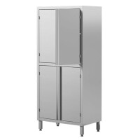 Szafa magazynowa ze stali nierdzewnej z drzwiami skrzydłowymi, dzielona, dwukomorowa, 2 półki, 1200x700x1800 mm | ASBER, SC4-127/18-2S-HD