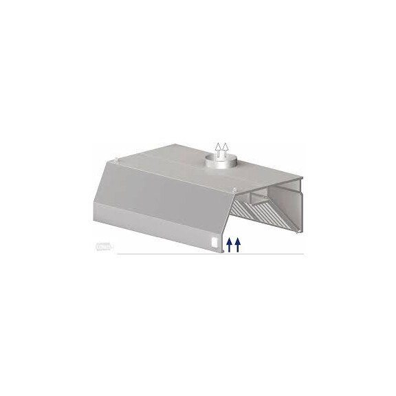 Wyciągowy okap przyścienny - trapezowy 3000x800x450 mm | STALGAST, 9820708300