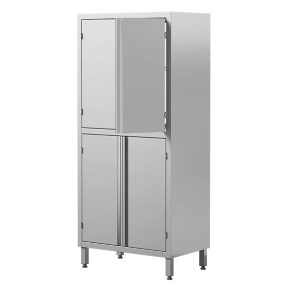 Szafa przelotowa ze stali nierdzewnej z drzwiami skrzydłowymi, dzielona, dwukomorowa, 2 półki, 1200x500x2000 mm | ASBER, SC8-125/20-2S-HD