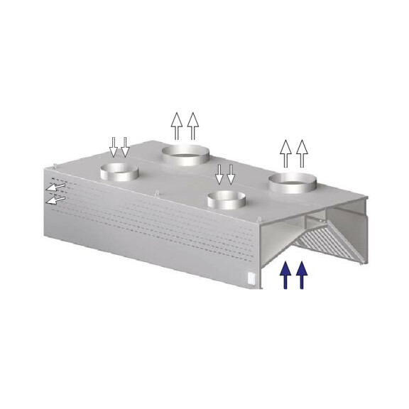 Okap przyścienny, skrzyniowy - kompensacyjny 5000x1300x450 mm | STALGAST, 9821313500