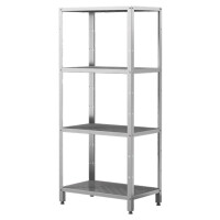 Regał skręcany ze stali nierdzewnej, 4 półki perforowane 600x600x1800 mm | ASBER, SSDP-660