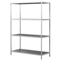 Regał spawany ze stali nierdzewnej, 4 półki pełne 1200x400x2000 mm | ASBER, SSF-124/20