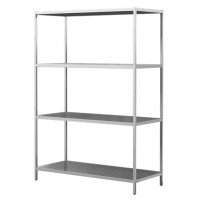 Regał spawany ze stali nierdzewnej, 4 półki perforowane 600x500x1800 mm | ASBER, SSP-65/18