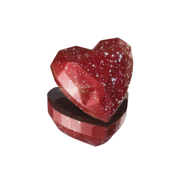 Forma z poliwęglanu do pralin - serce, 24 szt. x 10g, 33x33x15 mm - MA1993 | MARTELLATO, Heart/Diamond