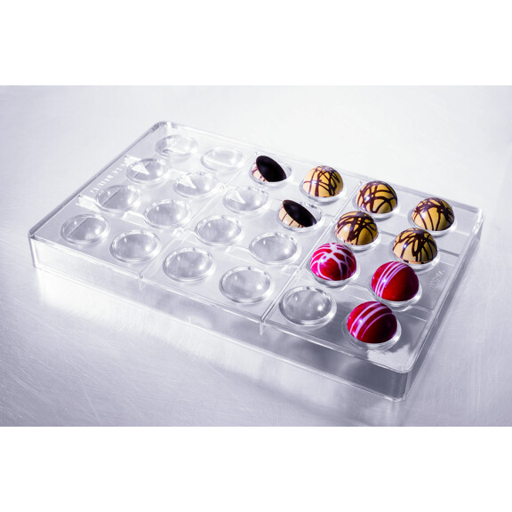 Forma z poliwęglanu do czekoladek półkulistych - 8 pólkul x 15g, 50mm - MA5001 | MARTELLATO, Semisphere