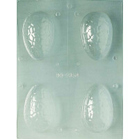 Forma z poliwęglanu na połowę jajka czekoladowego z pęknięciami - 4 szt., 83x54x24 mm - 90-2354 | MARTELLATO, Crack Half Egg