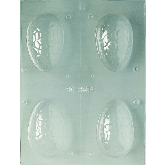 Forma z poliwęglanu na połowę jajka czekoladowego z pęknięciami - 4 szt., 83x54x24 mm - 90-2354 | MARTELLATO, Crack Half Egg