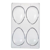 Forma z poliwęglanu na połowę jajka czekoladowego - 4 szt. x 70g, 72x105 mm - 20U105N | MARTELLATO, Half Egg Moulds