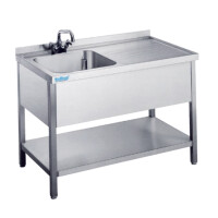 Blat ze zlewem jednokomorowym po lewej stronie 1200x700x850 mm | RILLING, ASA 0712C 1L00