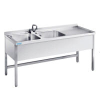 Blat ze zlewem dwukomorowym po lewej stronie 1900x700x850 mm | RILLING, ASA 0719C 2L00