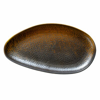 Talerz płaski z brązowej porcelany 33x18 cm | VERLO, Fire