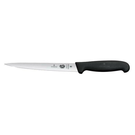 Nóż do filetowania, bardzo giętki, 18 cm, czarny | VICTORINOX, Fibrox, 5.3813.18