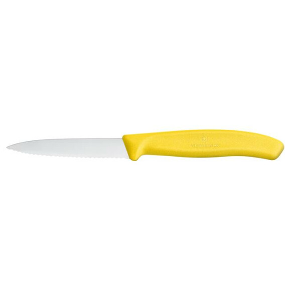 Nóż do jarzyn, ząbkowany, 80 mm, żółty | VICTORINOX, Swiss Classic, 6.7636.L118