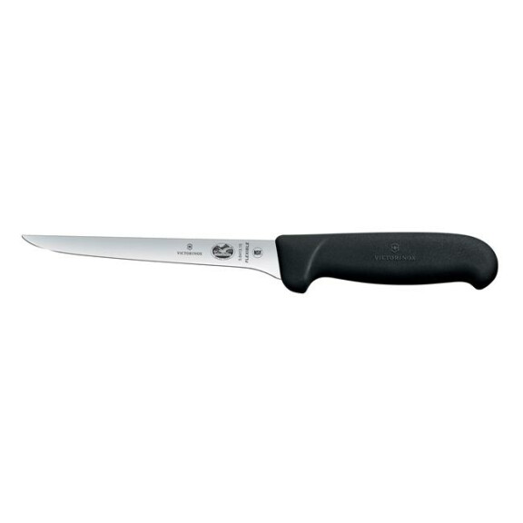 Nóż do trybowania z zagiętym ostrzem 15 cm, czarny | VICTORINOX, Fibrox, 5.6413.15