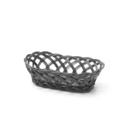 Koszyk pleciony owalny czarny 225x130x55 mm | HENDI, 426234