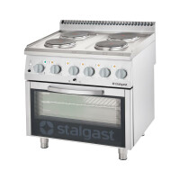 Kuchnia elektryczna, 4-polowa z piekarnikiem elektrycznym 800x700x850 mm, 10,4+7 kW | STALGAST, 9715000