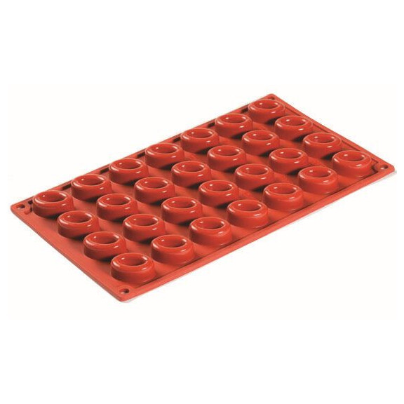 Forma silikonowa Formaflex do monoporcji - 300x175 mm, 28 szt. x 35x25x13,5 mm, 7,5 ml - FR074 | PAVONI, Micro Savarin Oval