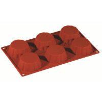 Forma silikonowa Formaflex do monoporcji - 300x175 mm, 6 szt. x 79x30 mm, 109 ml - FR027 | PAVONI, Briochette Cannellata