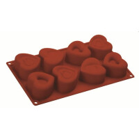Forma silikonowa Formaflex do monoporcji - 300x175 mm, 8 szt. x 60x75x67 mm, 110 ml - FR064RSA | PAVONI, Cuori Misti