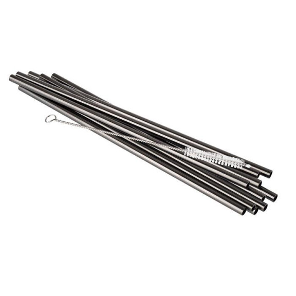 Słomki metalowe w czarnym kolorze o średnicy 8 mm, zestaw 11 sztuk | APS, 93384