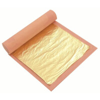 Złote arkusze dekoracyjne na ciasta - 80x80 mm, 25 szt. | PAVONI, ORO