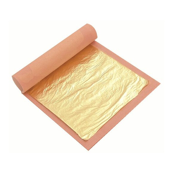Złote arkusze dekoracyjne na ciasta - 80x80 mm, 25 szt. | PAVONI, ORO