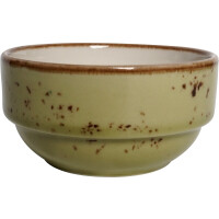 Miska sztaplowana z oliwkowejj porcelany o średnicy 8 cm | FINE DINE, Kolory Ziemi Olive