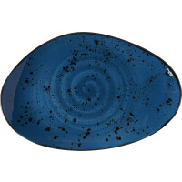 Talerz o organicznym kształcie z niebieskiej porcelany, 35x21 cm | FINE DINE, Kolory Ziemi Iris