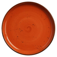 Talerz z wysokim rantem z pomarańczowej porcelany o średnicy 27 cm | FINE DINE, Kolory Ziemi Dahlia